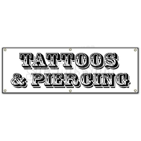 Signmission TATTOOS & PIERCING BANNER SIGN parlor artwork artist pierce studio ink B-72 Tattoos & Piercing